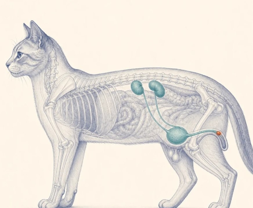 Cat being examined at the veterinary clinic