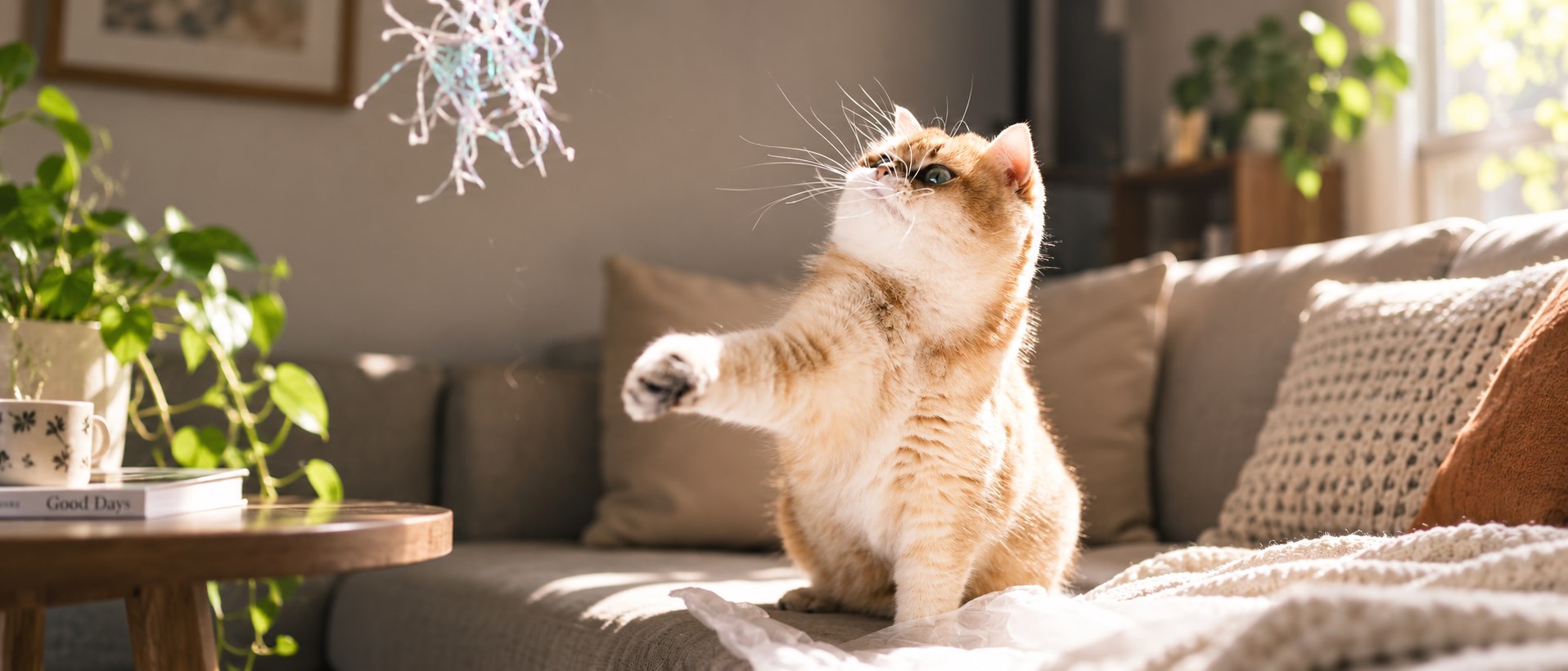 Cat resting in a sunny spot